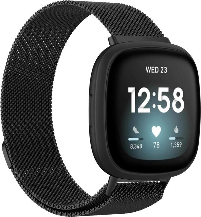 Cover-Discount Fitbit Versa / Sense - Milanese Bracelet black (Stainless steel, Sense, Versa 3)