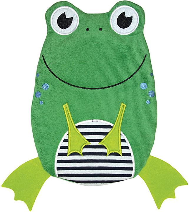 Actual product image Hugo Frosch Hot water bottle frog velour cover 0,8 l 14x20cm green (0.80 l)