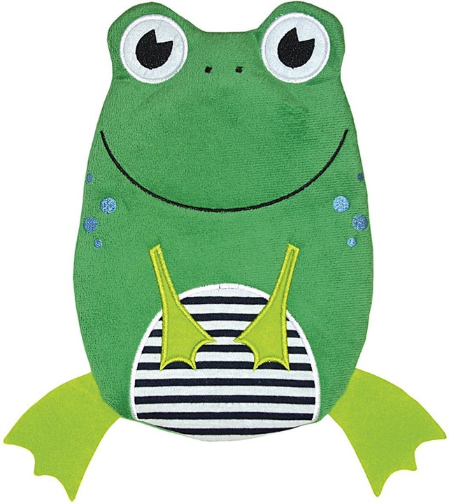 Hugo Frosch Hot water bottle frog velour cover 0,8 l 14x20cm green (0.80 l)