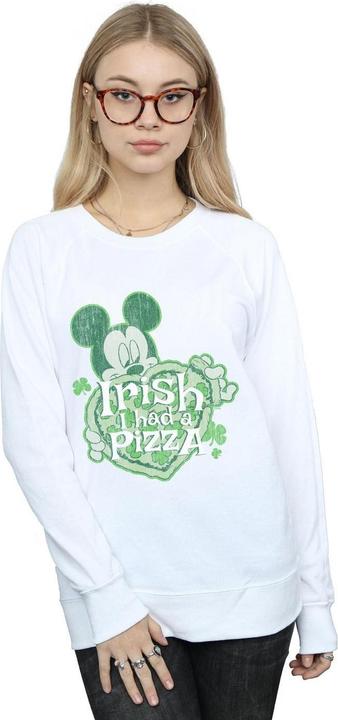 Actual product image Disney Womens/Ladies Mickey Mouse Shamrock Pizza Sweatshirt (M)