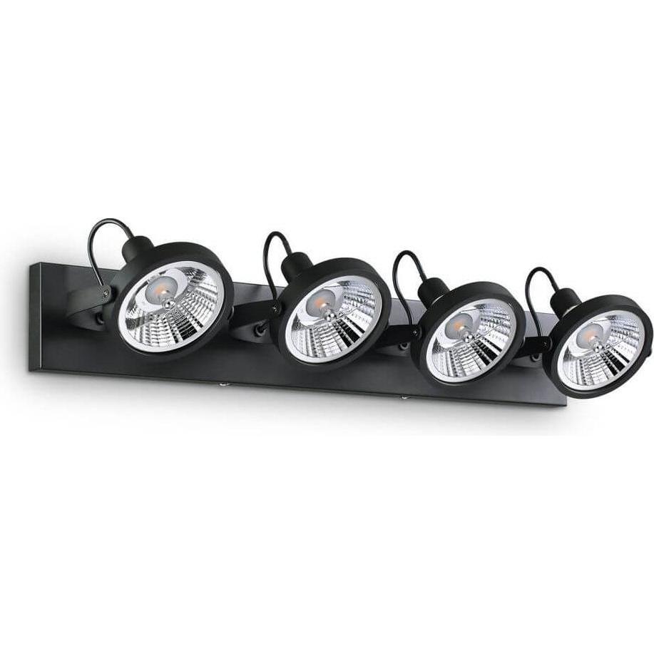 Ideal lux, Wandleuchte + Deckenleuchte, GLIM GU10 Deckenleuchte 4x dimmbar Schwarz warmweiss 200255 (950 lm, GU10)
