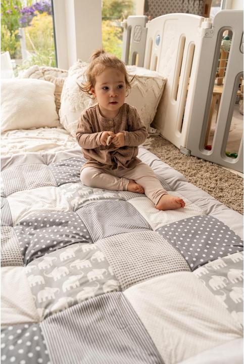 Immagine prodotto Ullenboom Coperta gattonante elefanti grigi 120 x 120 cm