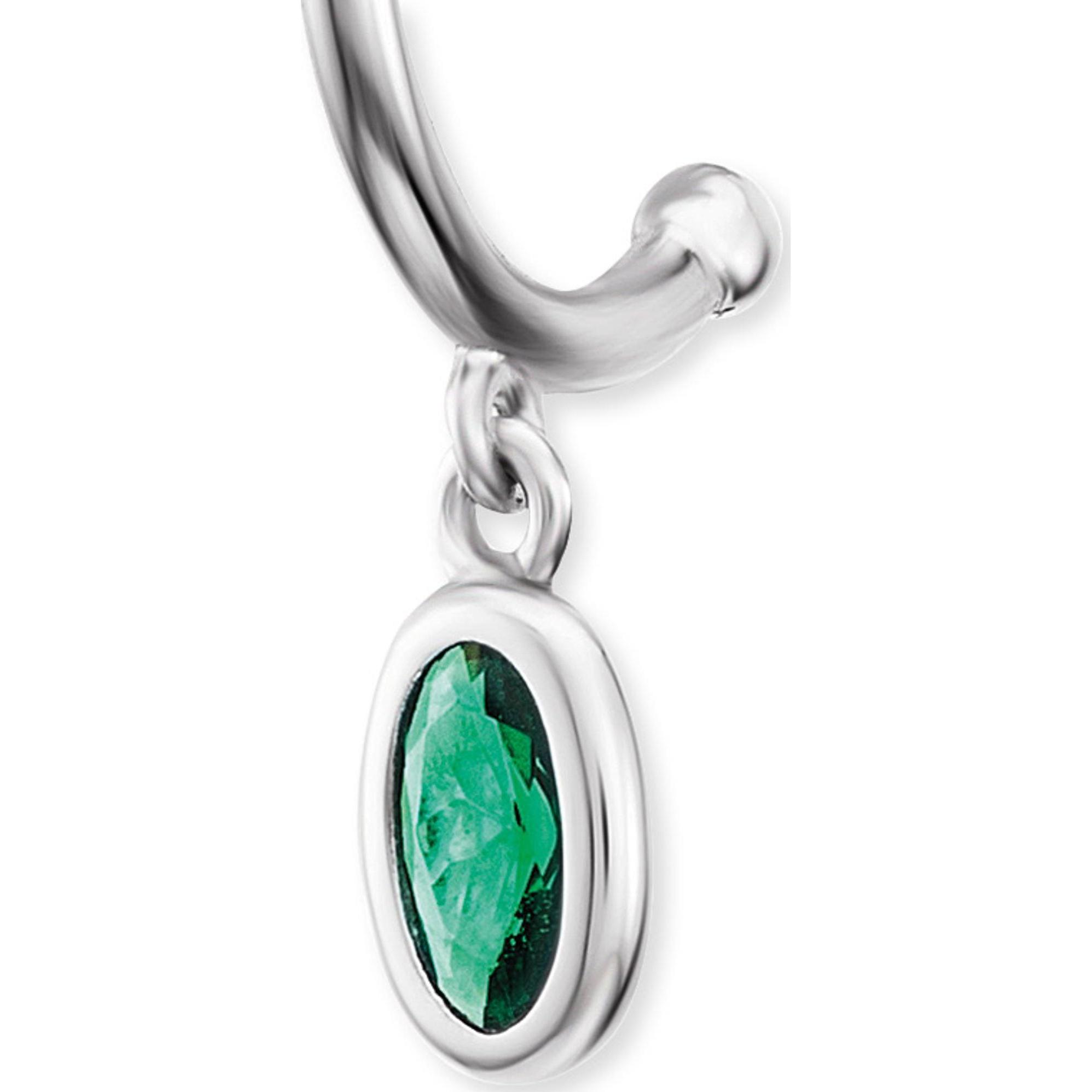 Thumbnail - Engelsrufer, Ohrringe, Silver semicircular earrings with green zircons ERE-JOY-G-CR, (925er Silber)