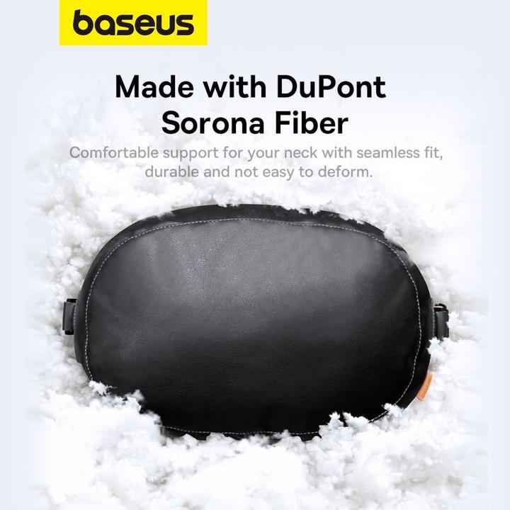 Actual product image Baseus Double sided Car Headrest Mounted Pillow Comfort Ride (black)