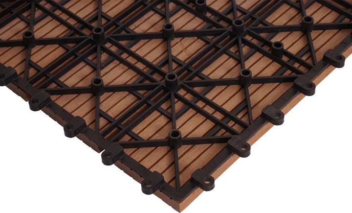 Image du produit Swisshandel24 WPC Carrelage d'angle Rhône + bordure, aspect bois terrasse, 30x30cm Premium angle droit, teck (1 x, 30 x 30 cm)