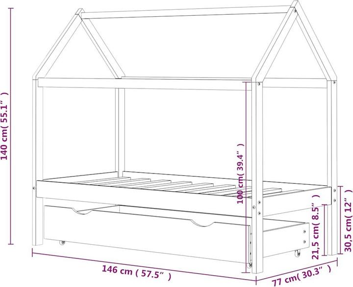Produktbild vidaXL Kinder Bettrahmen (70 x 140 cm)