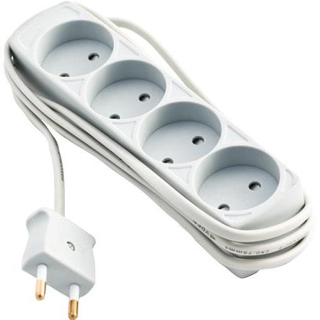 Csdk SL, Steckdosenleiste, Steckdose 4 rund ohne Erdung mit 1,5 m Kabel10A 250V Weiss (4 x, CEE 7/3, 1.50 m)
