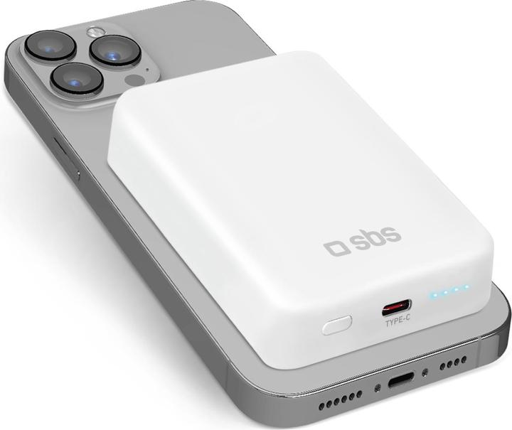 Produktbild SBS Powerbank 10.000mAh USB-C 10W/MagSafe 5W weiá (10000 mAh, 10 W, 37 Wh)