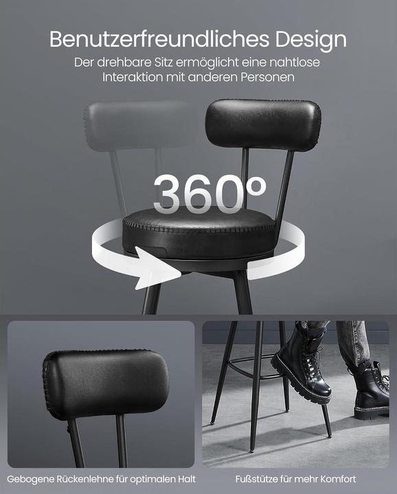 Actual product image Vasagle Barhocker 2er Set 54 x 90.5 cm, Schwarz