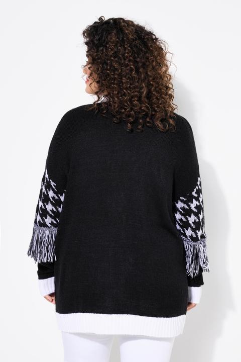 Produktbild Angel of Style Strickjacke, oversized, Hahnentritt, Fransen, Langarm (58)