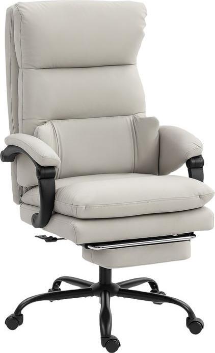 Produktbild Swisshandel24 Bürostuhl, Lendenwirbelstütze, Armlehne, Fussstütze, Kunstleder, Hellgrau (46 - 62 cm)