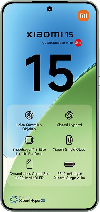 Produktbild Xiaomi 15 (512 GB, Green, 6.36", Dual SIM, 50 Mpx, 5G)