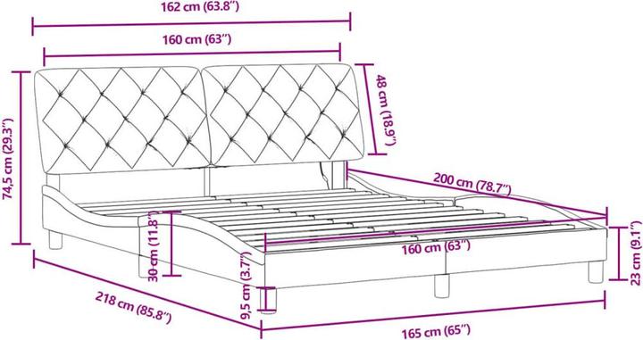 Produktbild vidaXL Bettgestell (160 x 200 cm)