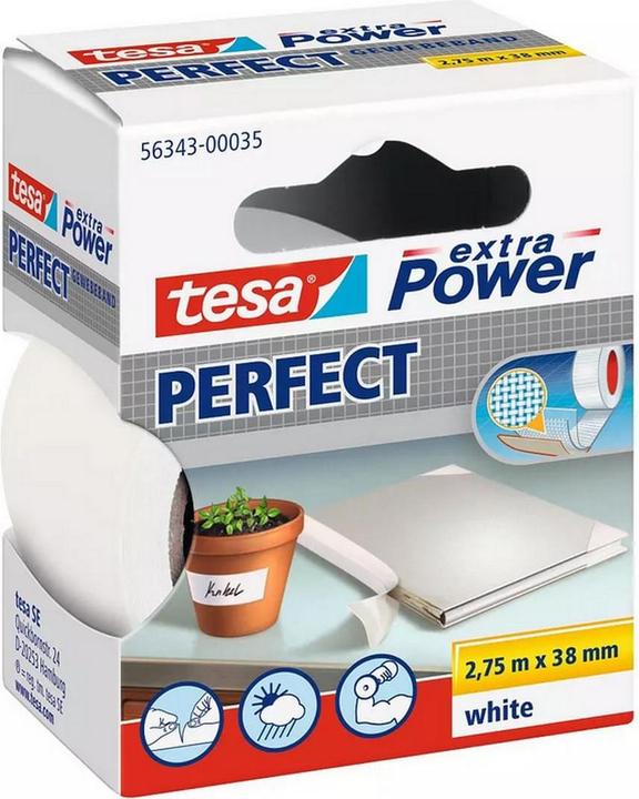 Actual product image tesa 3x EXTRA POWER PERFECT fabric tape, fabric-reinforced duct tape, pack of three (38 mm)