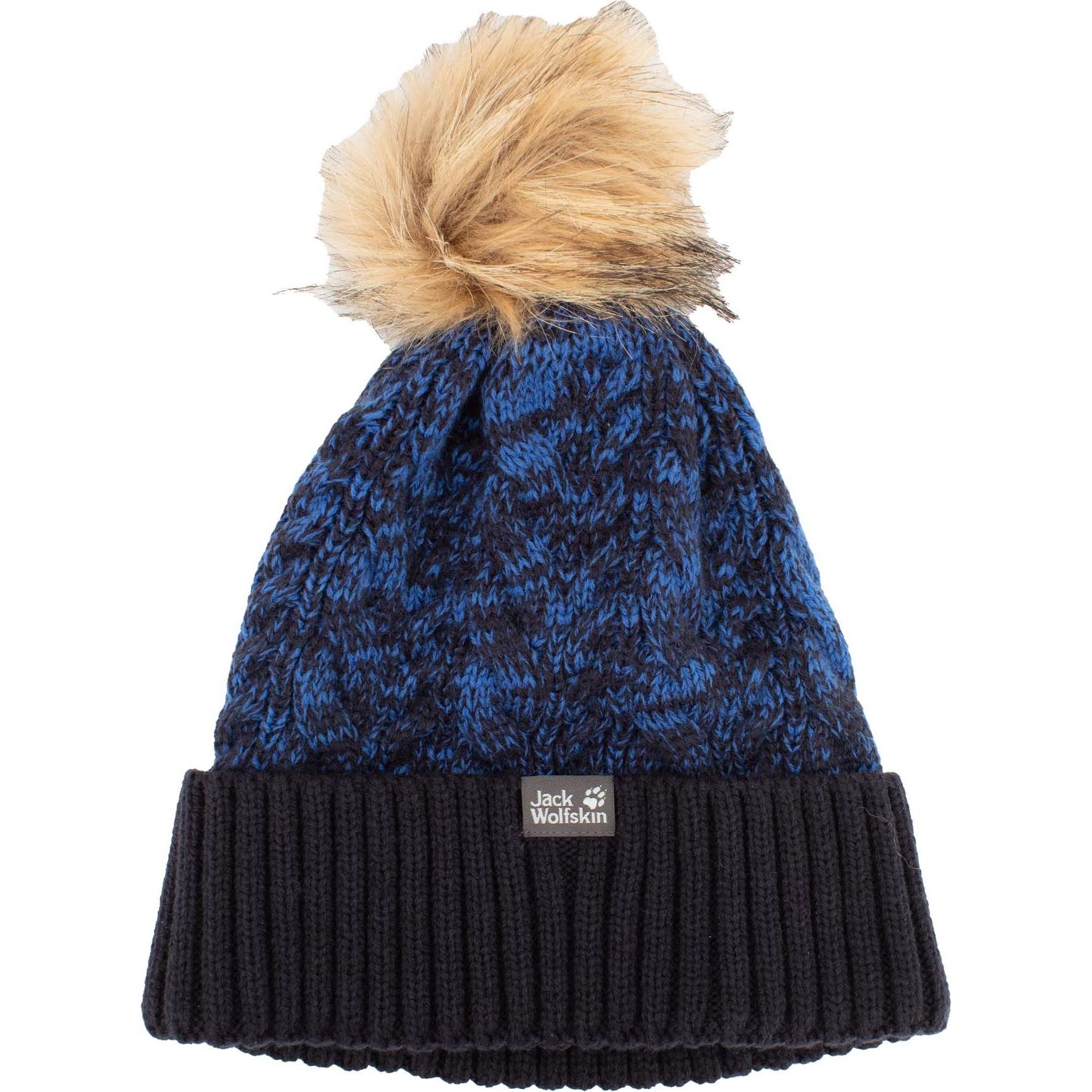Jack Wolfskin, Herren, Mütze, Knit Pompom Cap Kinder Mütze Bommelmütze Strickmütze, Blau