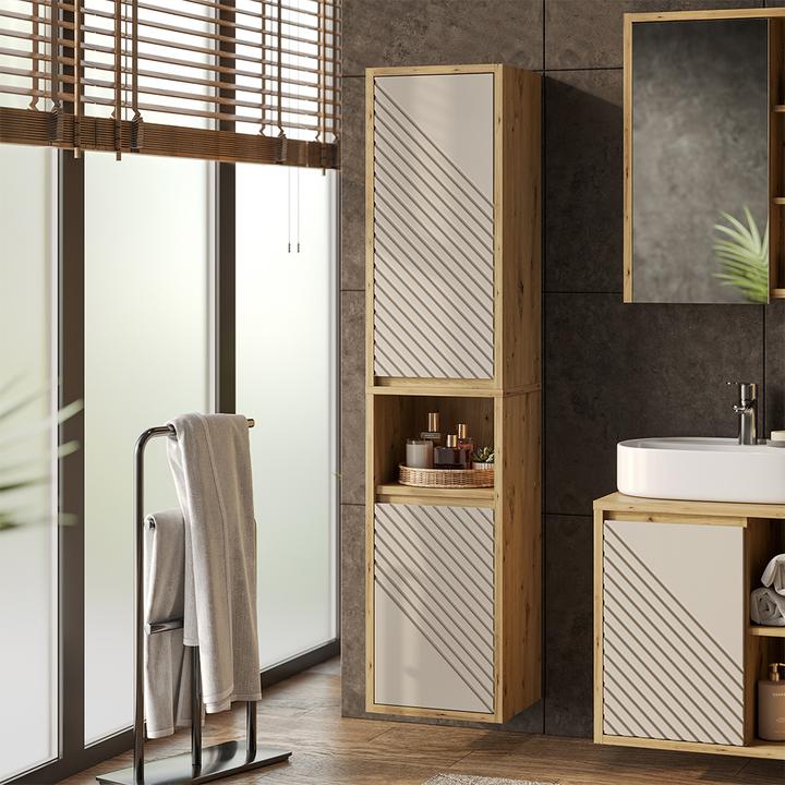 Actual product image Vicco Bathroom cabinet Viola, Artisan oak/Cashmere, 38 x 170 cm (33 x 33 x 170 cm)