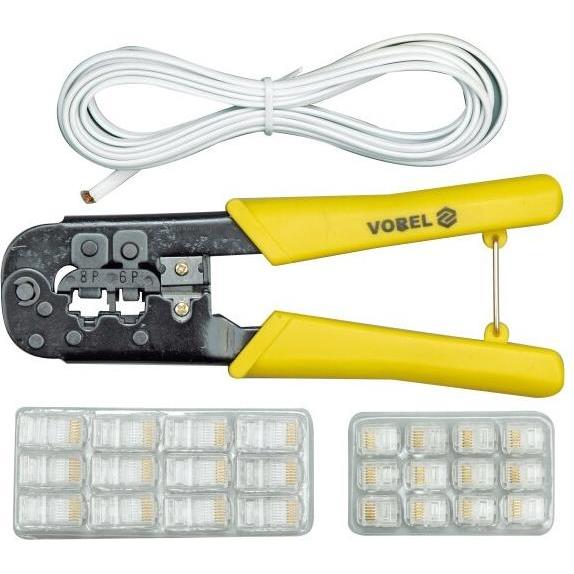 Toya, Zange, Steckerzange + 2,5 m Kabel, für RJ 11, 45 Stecker, ergonomischer -Griff (210 mm)