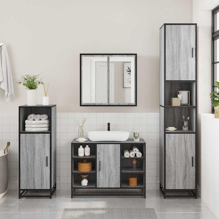 Produktbild vidaXL Waschbeckenunterschrank Grau Sonoma 80x33x60 cm Holzwerkstoff (80 x 33 x 60 cm)