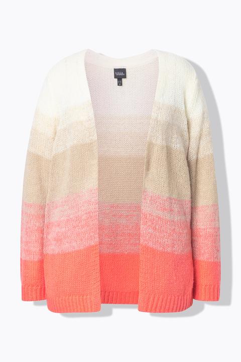 Actual product image Ulla Popken Gradient Striped Wool Blend Open Shape Cardigan (54)
