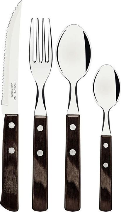 Tramontina Service de couverts 24 pièces en polywood châtaignier (24 pcs, Set de couverts)