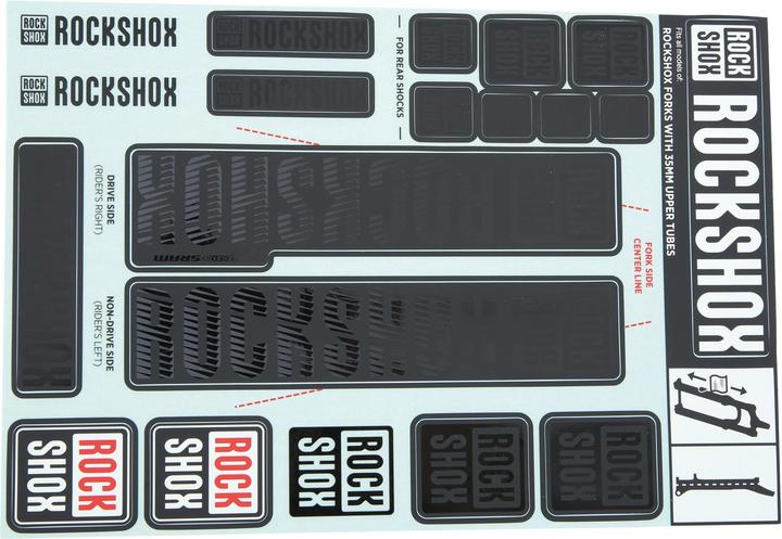 RockShox Fork Decal Kit, 35mm Forks MY18 stealth