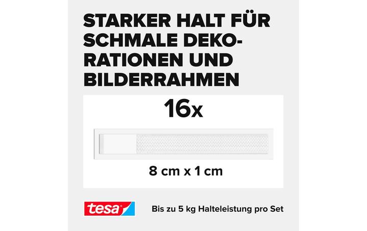 Immagine prodotto tesa Powerstrips CLICK - Klett-Klebepads - Bilder aufhängen ohne Bohren - Slim - 16x 2 Stück (10 mm, 5 kg)