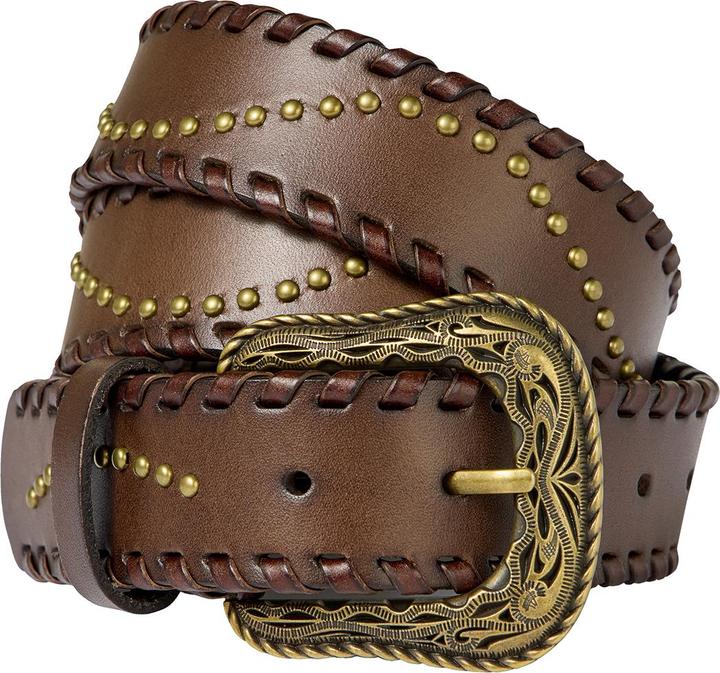 Produktbild Joe Browns Brown Patterned Leather Belt With Gold Buckle & Studs (S)