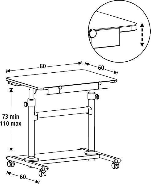 Produktbild kaiserkraft Multitisch, mobil (80 x 60 x 114 cm)