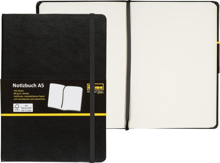 Actual product image Idena Notebook A5 blank black FSC-Mix (A5, Plain, Hardcover)