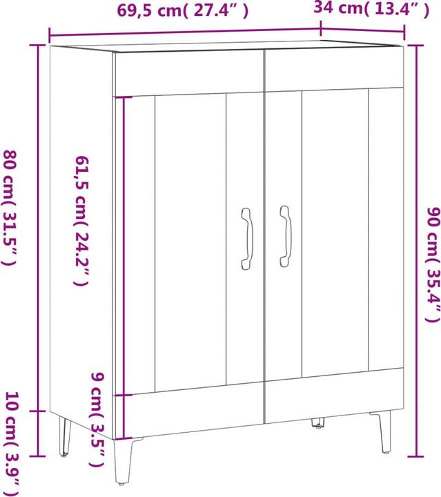 Image du produit vidaXL Sideboard (69.50 x 34 x 90 cm)