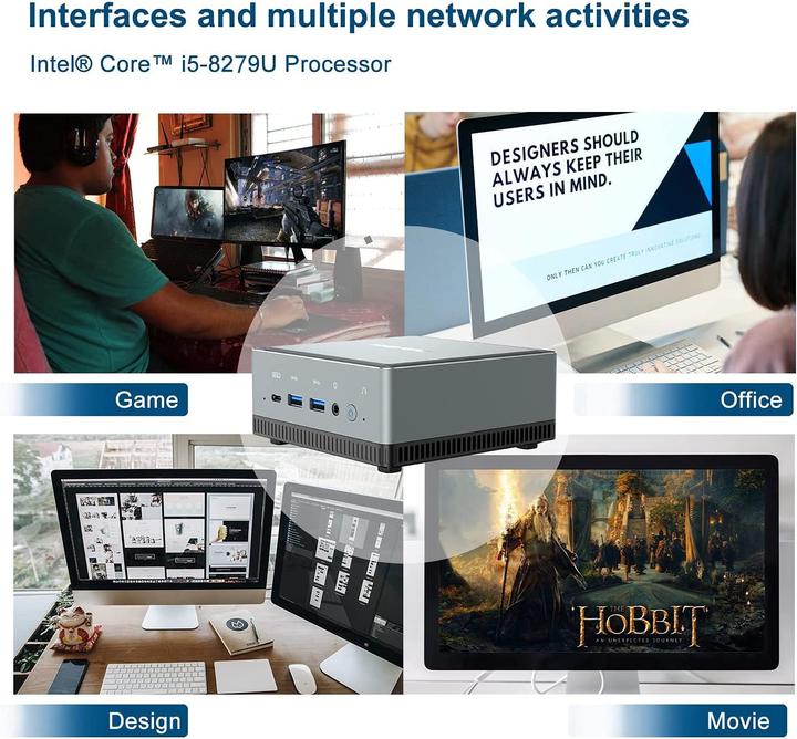 Image du produit Minisforum U820 Mini PC (i5-8279U, 16GB Ram, 256GB SSD)