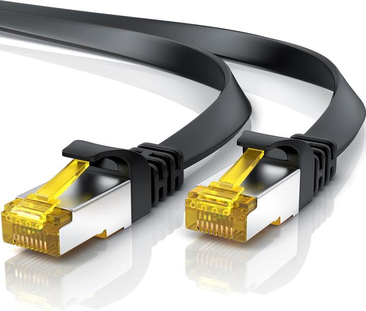 Produktbild Primewire CAT.7 Netzwerkkabel flach - Ethernet Gigabit Lan Kabel RJ45 - Patchkabel - komp. CAT.5 CAT.6 CAT.8 (U/FTP, CAT7, 1 m)