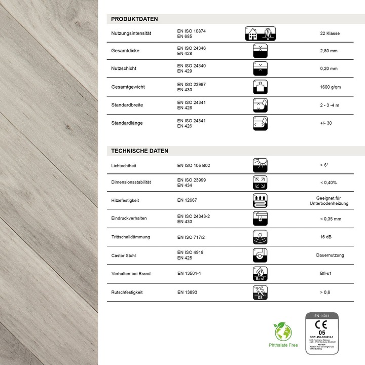 Valori nutrizionali e ingredienti Karat Oak Chevron 907M (Pavimento vinile)