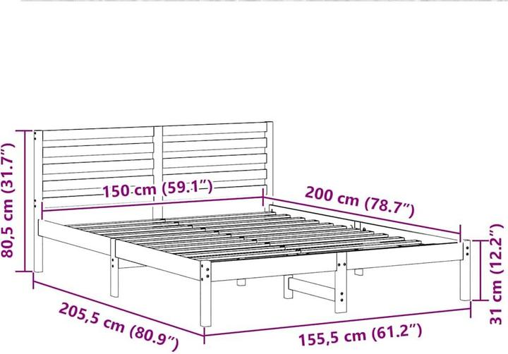 Produktbild vidaXL Plattformbettgestell (150 x 200 cm)