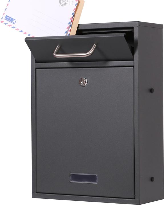 Produktbild Wiltec Briefkasten V52 Postkasten gross Namensschild 2 Schlüssel Stahl