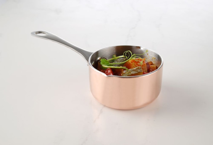 Produktbild Gastro Hero Miniatur Kasserolle mit Ausgiesser (7.50 cm, Stielkasserolle, Aluminium, Edelstahl, Kupfer)