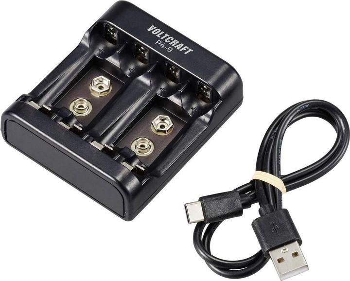 Produktbild Voltcraft P4-9 Rundzellen-Ladegerät NiMH Micro (AAA), Mignon (AA), 9 V Block (1 Stk., 9V Block, AA, AAA, Ladegerät ohne Akku)