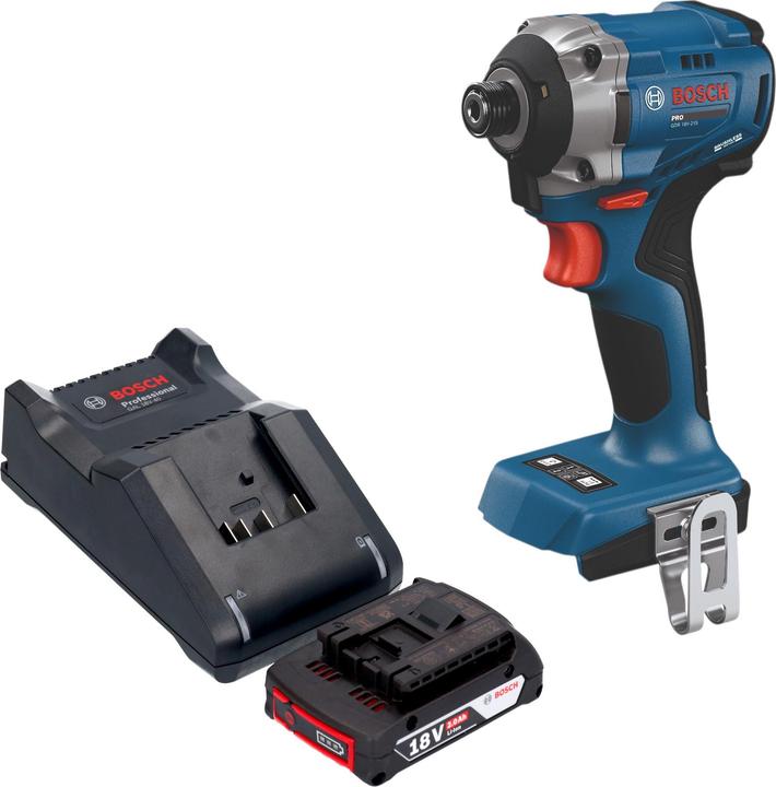 Produktbild Bosch Professional Bosch GDR 18V-215 Professional Akku Drehschlagschrauber 18 V 215 Nm 1/4" Brushless + 1x Akku 2,0 Ah (Schlagschrauber)