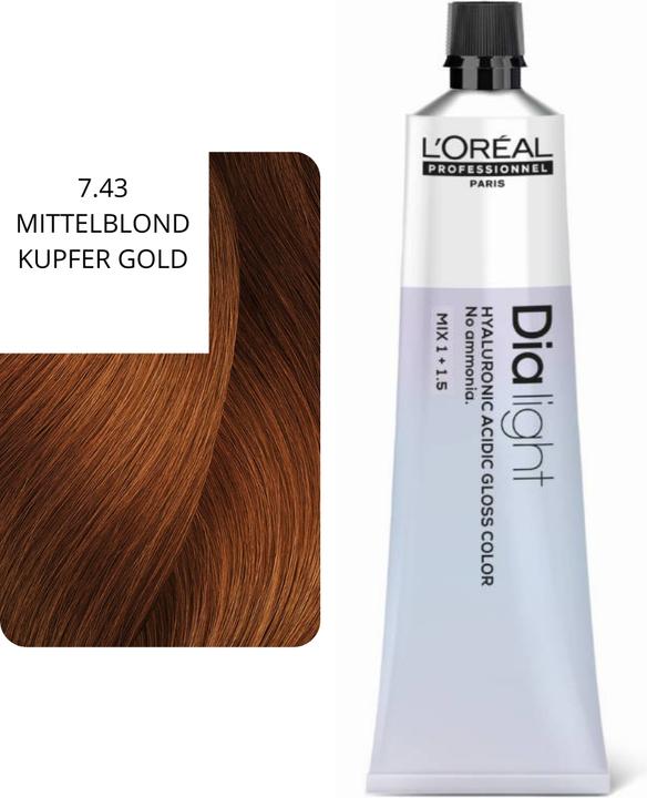 Image du produit L'Oréal Professionnel L'Oral Professionnel Dialight 743 Medium Blonde Copper Gold 60ml (743 Blonde moyenne Copper Gold)