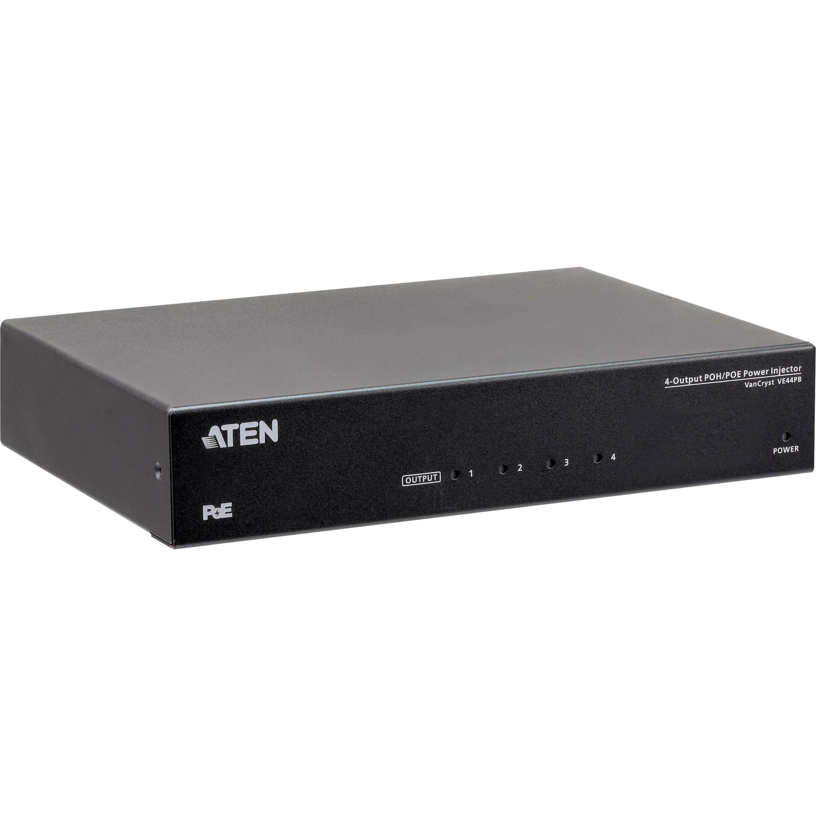 Aten VE44PB 4-Output POH/POE Power Injektor (802.3af (PoE), 15.40 W), PoE Injector