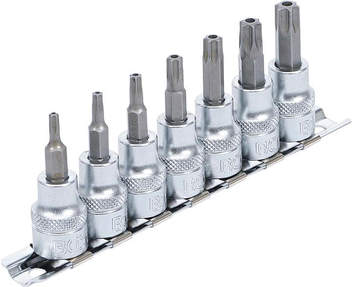 Produktbild BGS Bit-Einsatz-Satz 10 mm (3/8") T-Profil (für Torx) mit Bohrung T15 - T50 7-tlg. (T10 - T15 - T20 - T25 - T27 - T30 - T40 - T45 - T50 - T55 - T60 - T70)
