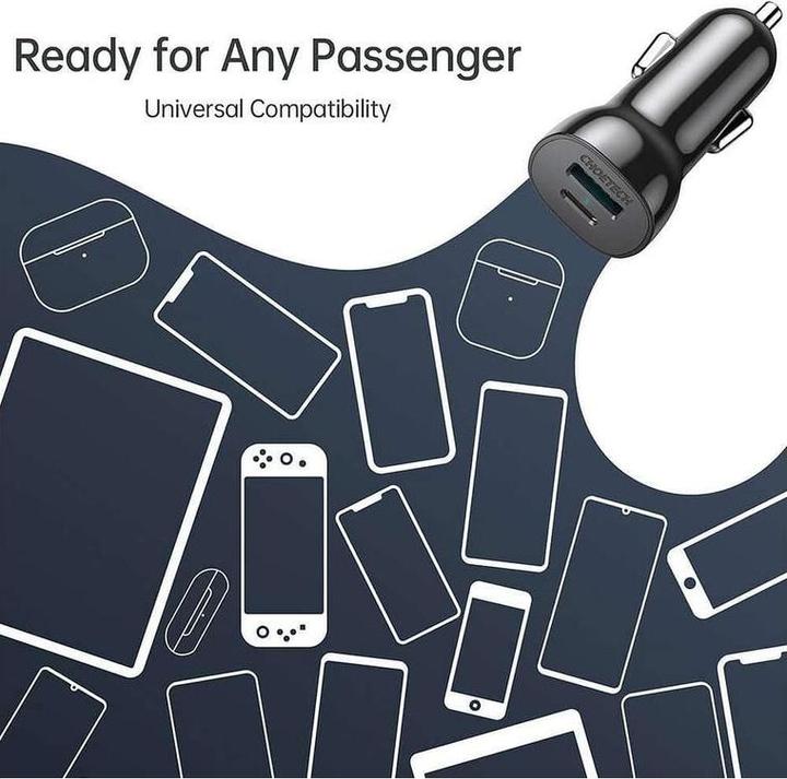 Actual product image Choetech 1x USB-A QC 3.0 18W, 1x USB-C PD 20W black