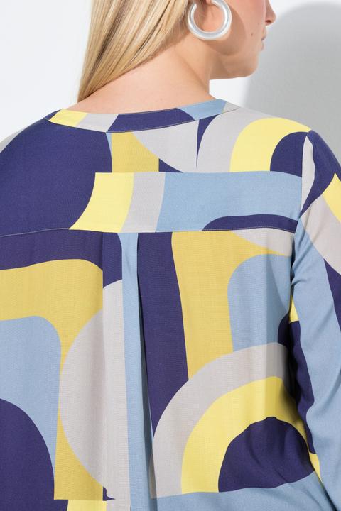 Actual product image Ulla Popken Retro Geometric Print Button Down Tunic Blouse (56)