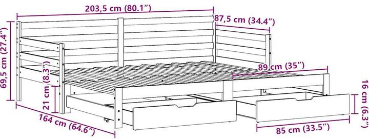 Produktbild vidaXL Tagesbett Ausziehbar mit Schubladen (80 x 200 cm)