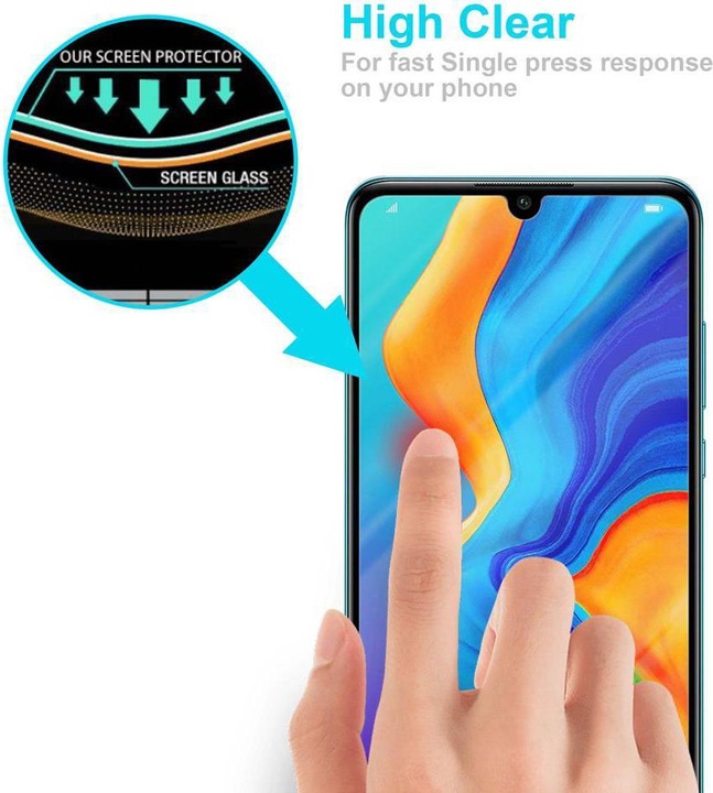 Actual product image Cadorabo Display Protection Glass for Huawei P30 LITE (1 Piece, Huawei P30 Lite)