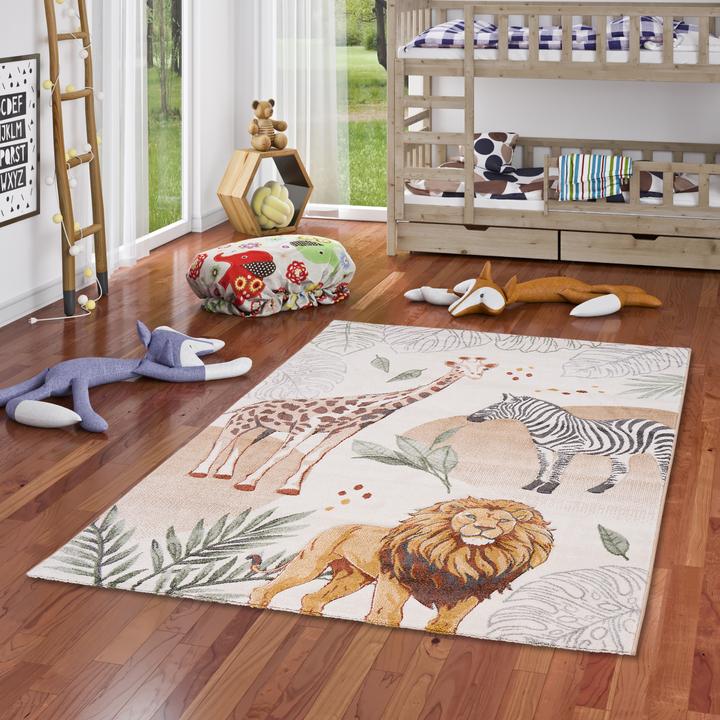 Actual product image Pergamon Kinder Teppich Maui Kids Giraffe Zebra Löwe (120 x 170 cm)