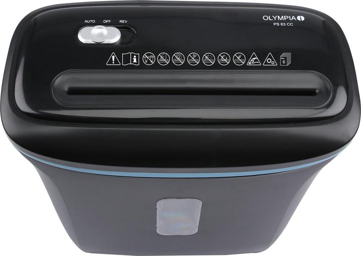 Produktbild Olympia PS 63 CC Aktenvernichter mit Partikelschnitt P-4, 4 x 30 mm, bis 6 Blatt, schwarz (Partikelschnitt)