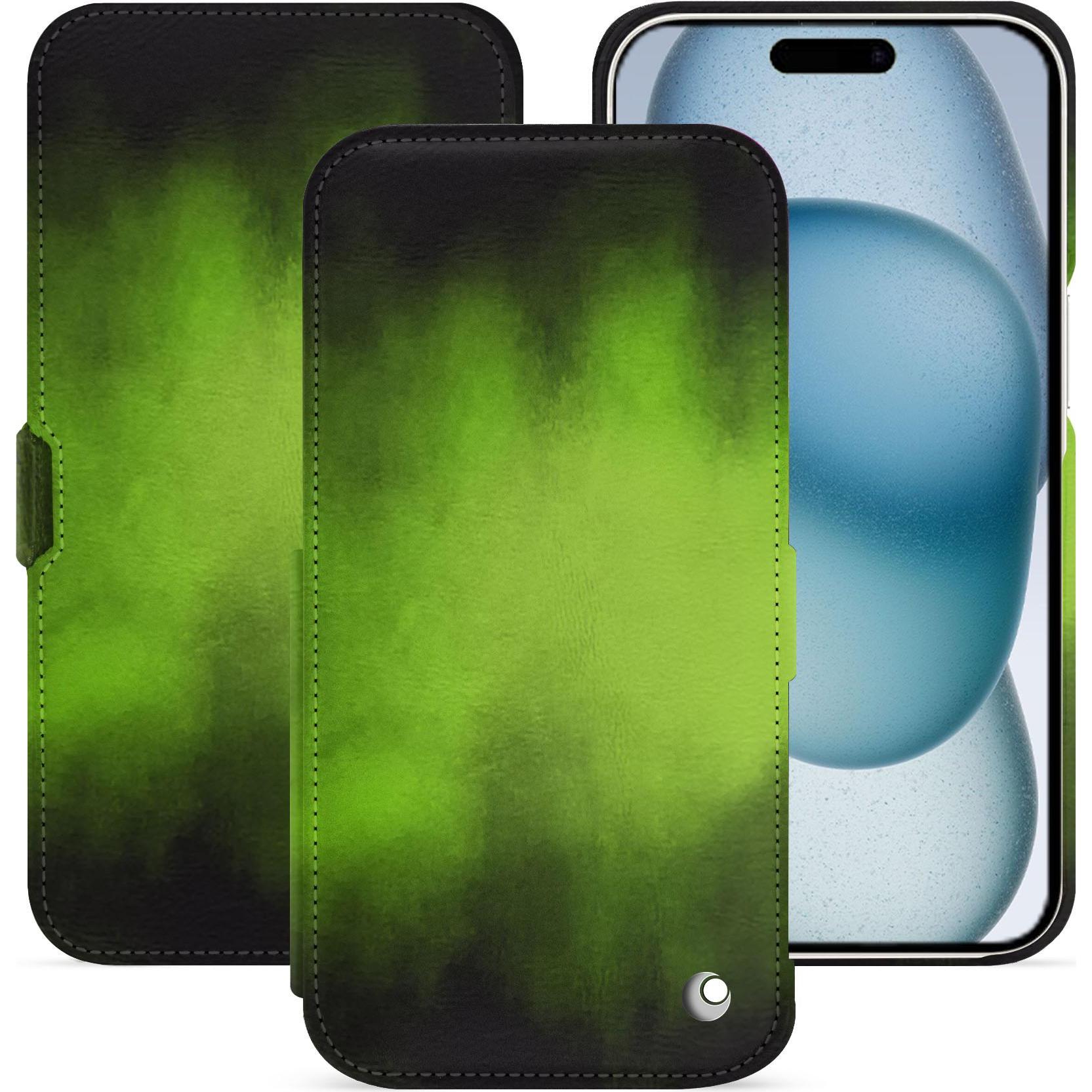 Noreve Lederschutzhülle horizontal (Apple iPhone 15), Smartphone Hülle, Grün