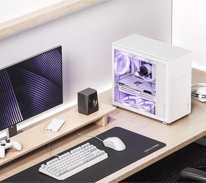 Actual product image Jonsbo D41 ATX case, tempered glass - white (ATX, mATX, Mini-ITX, DTX)