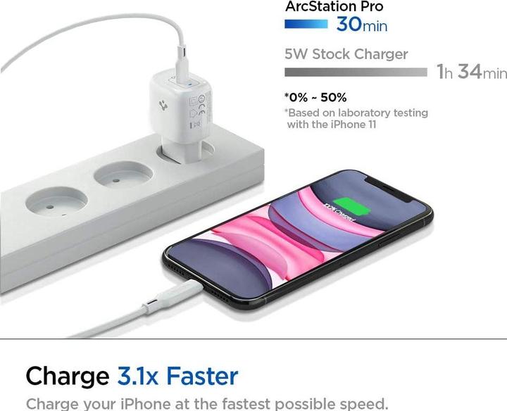 Actual product image Spigen charger PE2009EU 1x USB-C 3 A (SPN1418WHT) (20 W)